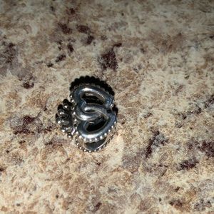 Pandora Charm overlapping hearts with crown
